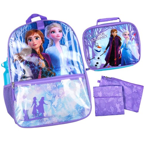 Disney Frozen Anna Elsa Olaf Trust Your Journey 5 Pc Backpack Set Tote Bag Multicoloured :