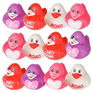 ArtCreativity Valentine's Day Rubber Duckies - 12 Pack, Love Themed Bath Toys - 1 of 4