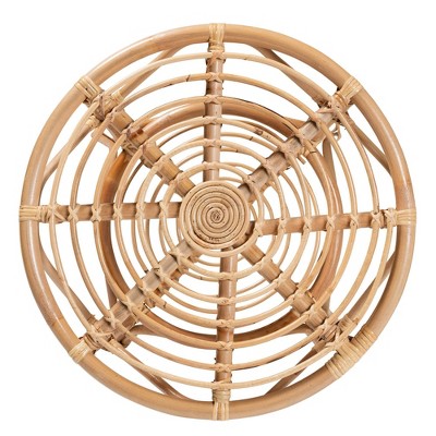 Cariel 21.5" Natural Brown Rattan Round Coffee Table with Storage