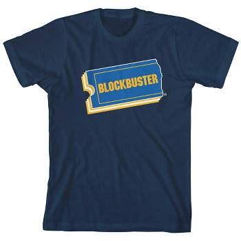 Blockbuster Ticket Stack Junior's Navy Blue Short Sleeve Tee Shirt