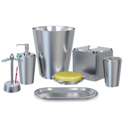 7pc Kingston Bath Accessory Set for Vanity Counter Tops Brushed Nickel - Nu Steel