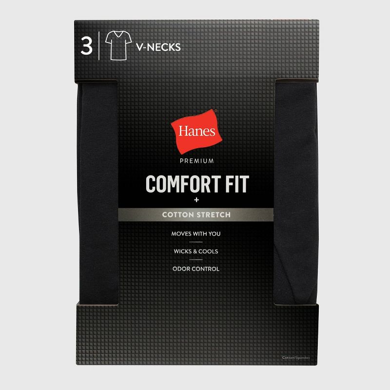 Hanes Premium Men's Comfort Fit V-Neck Undershirt 3pk, 3 of 7