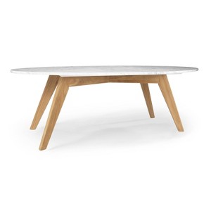 Gabrielle Mid-Century Marble Oval Coffee Table - Poly & Bark - 1 of 4
