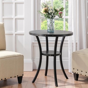 VYNXARIA Biony 36" Round Espresso Finish Bar Table with Nail Head Trim - Perfect for Dining, Entertaining, and Casual Gatherings - 1 of 4