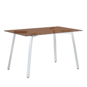 NicBex Rectangle Dining Table with Tempered Glass Tabletop and Metal Legs for 4 to 6,Living Meeting Room - 1 of 4