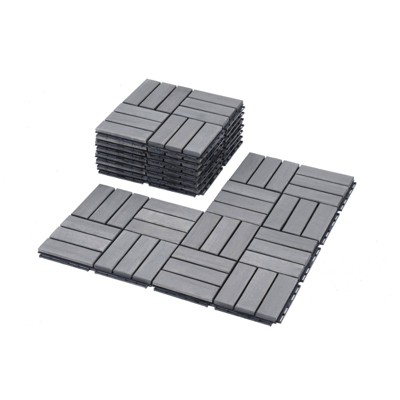 DSVIMOY 12" Patio Deck Tiles, 30pcs DIY Module Interlocking Decking Tiles, Floor Tile for Porch Poolside, Balcony, Brown, 12"*12"*0.8"