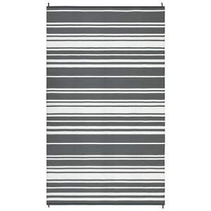 Modern Outdoor Plastic Straw Rug Reversible Mat, Striped Waterproof Rugs for Deck Backyard Porch RV Camper Picnic Balcony Beach - 1 of 4