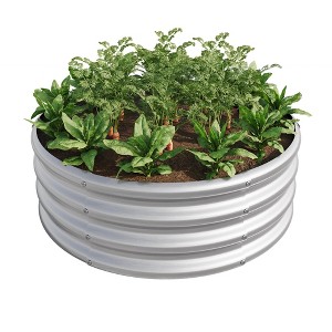 Maggift Outdoor Garden Raised Planter, Backyard Patio Planter Raised Bed for Flowers, Herbs, Silver, 32.08"*32.08"*11.42" - 1 of 4