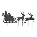 GIL 86-Inch Santa in Sleigh Pulled by Deer Metal Silhouette Holiday Yard Decor