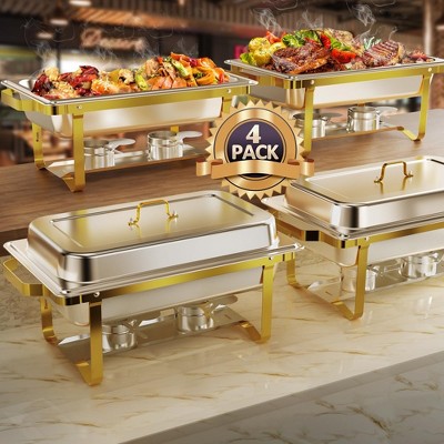 LOVMOR 8QT 304 Stainless Steel Chafing Dish Buffet (4 Pack)