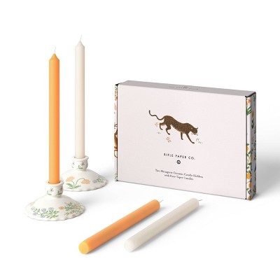 Rifle Paper Co. X Target Set Of 4 Menagerie Taper Candles With Set Of 2 Candlestick  Holders : Target