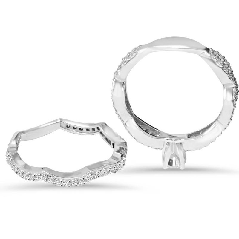 Pompeii3 1 Carat Diamond Engagement Infinity Ring Set 10K White Gold, 3 of 6
