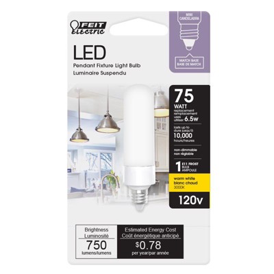Feit Electric Tube E11 LED Bulb Warm White 75 Watt Equivalence 1 pk