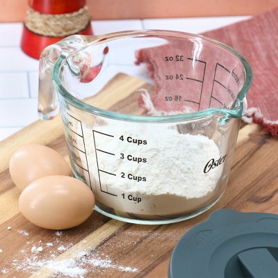 Oster 4 Cup Clear Glass Measuring Cup with Snap Lid