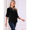 INSPIRE CHIC Women's Velvet V Neck 3/4 Puff Sleeve Fall Trendy Casual Tunic Blouse - 3 of 4