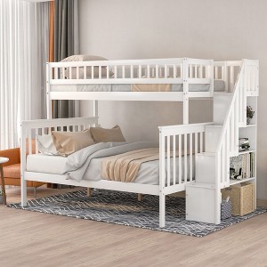 NicBex Twin over Full Bunk Bed with Guardrail and Shelves,Loft Bed with Ladder and Converts to 2 Beds,Modern Bunk Beds,Bunk Beds for Bedroom - 1 of 4