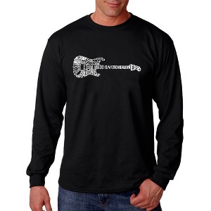 LA Pop Art Men's Word Art Long Sleeve T-shirt - Rock Guitar - 1 of 4