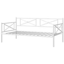 Costway Metal Daybed Frame Twin Size Slat Support Mattress Foundation Living Room White