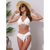INSPIRE CHIC Women's O Ring Seashell Pendants Ribbed Bikini Sets, Halter Top Triangle Bottoms Swimwear Bathing Suits 1 Set - 4 of 4