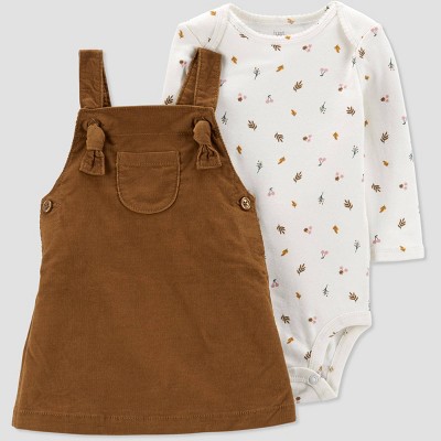 Image of Baby Girls' Floral Top and Bottom Set - Just One You® made by carter's Brown 3M