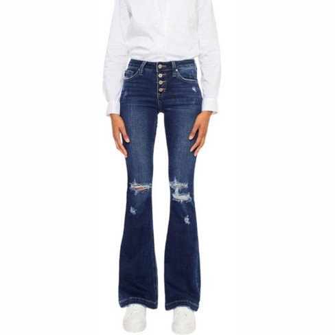 Women's Alisha Distressed Denim Flare Jeans - KanCan - image 1 of 4