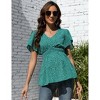 Clearlove Maternity Shirts V Neck Ruffled Sleeve Floral Tops Pleated Ruffle Hem Lightweight Summer Casual Tunic Blouses - 2 of 4