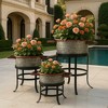 Royal Hampton 3 Piece Round Metal Galvanized Tub with Iron Stand Planter Set, 21, 18, and 16 Inch - 3 of 4