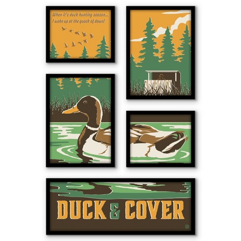 Americanflat Duck And Cover 5 Piece Grid Wall Art Room Decor Set -  Botanical Animal Modern Home Decor Wall Prints : Target