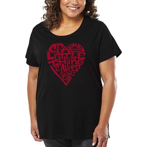 LA Pop Art Women's Word Art T-shirt - Crazy Little Thing Called Love - 1 of 4