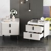 Whisen Nightstand with 2 Drawers, Marble-Pattern Tabletop, Thoughtful and Practical Design - 2 of 4