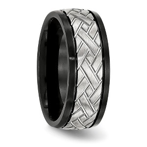 Chisel Stainless Steel Brushed Black IP-plated 8mm Grooved Band Ring - 1 of 4