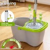 Small Spin Mop and Bucket Set with Wringer - 3 Mop Pads & 50.4" Handle, Compact Floor Cleaning System for Hard Surfaces - 3 of 4