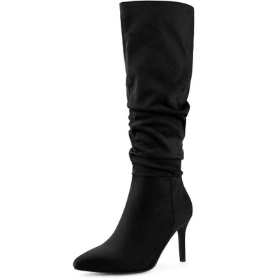 Allegra K Women's Pointed Toe Stiletto Heel Knee High Boots