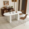 Oval Dining Table for 6 with Wood Strip Base, Farmhouse Kitchen Pedestal Dining Room Table for Living Room, Bedroom or office-Tanpinhause - 2 of 4
