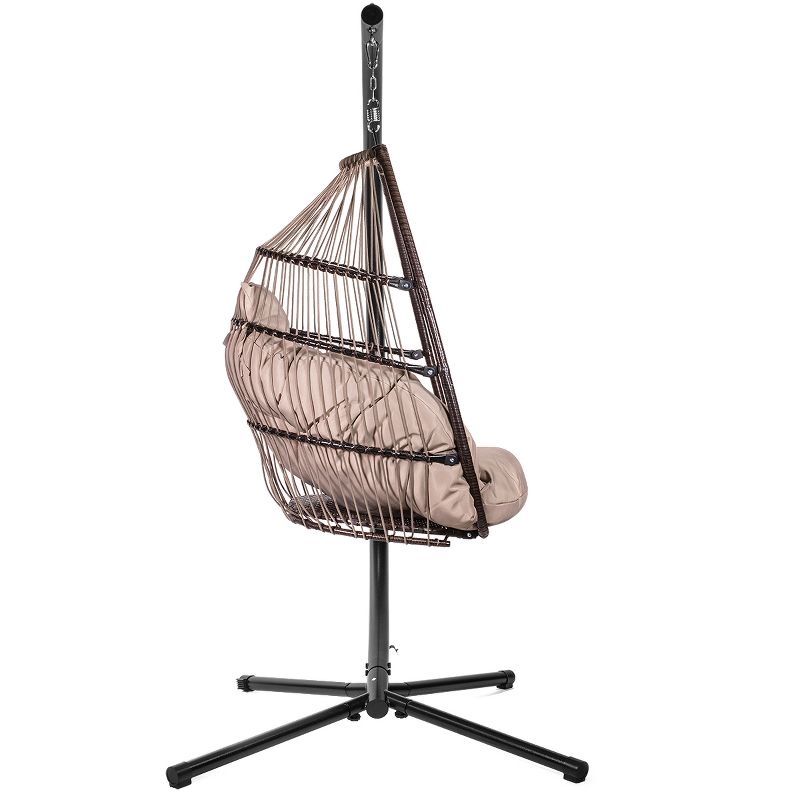 Barton Outdoor Hanging Egg Chair Chair Basket Egg Style Seating Chair with Cushion and Headrest, 4 of 7