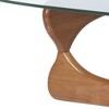 HomeRoots 54" Clear and Brown Glass and Wood Triangle Abstract Coffee Table - 4 of 4