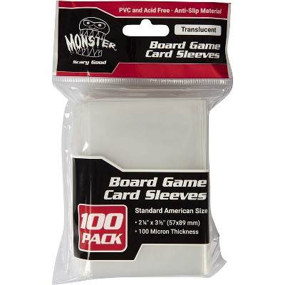 Monster Protectors Clear Board Game Card Sleeves (100 Pack) – Standard American Size (57 x 89mm) Protectors, 100 Micron Thickness Sleeves