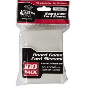 Monster Protectors Clear Board Game Card Sleeves (100 Pack) – Standard American Size (57 x 89mm) Protectors, 100 Micron Thickness Sleeves - 1 of 2