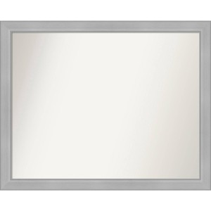 31" x 25" Non-Beveled Vista Brushed Nickel Narrow Bathroom Wall Mirror - Amanti Art: Rectangle, Polystyrene Frame, Wall Mounted - 1 of 4