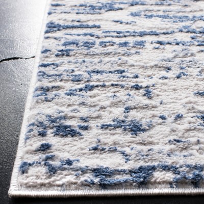 Amelia 3' x 5' Grey and Navy Abstract Synthetic Area Rug
