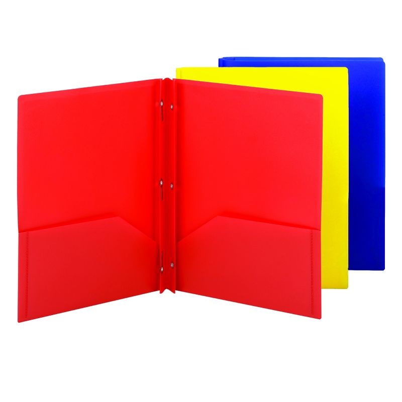 Smead Poly Two-Pocket Folder with Tang Style Fasteners, Letter Size, 3 per Pack, 2 of 4