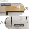 Dexmalle Modern minimalist wood grain tabletop dining table with black metal leg design - 4 of 4