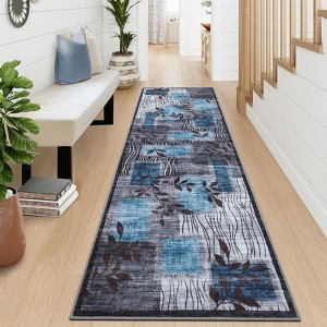Modern Floral Runner Rug 2x6 Indoor Patchwork Printed Hallway Rug Non Slip Kitchen Rug Washable Living Room Carpet Runner Accent Throw Rugs - 1 of 4