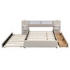 Queen Size Upholstered Platform Bed with Reading Lights, Trundle and Shelves - 4 of 4