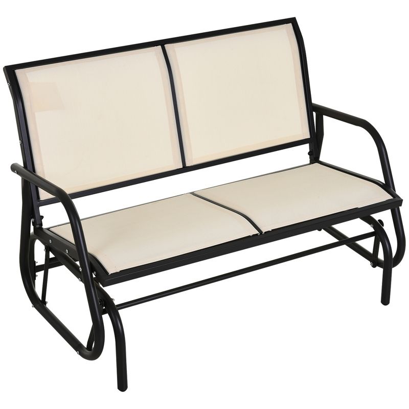 Outsunny 2-Person Outdoor Glider Bench, Patio Double Swing Rocking Chair Loveseat w/Powder Coated Steel Frame for Backyard Garden, 1 of 10