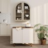 Arched Bathroom Wall Cabinet, Wall Mounted Display Cabinet with Glass Doors & Adjustable Shelves, Medicine Cabinet for Living Room Kitchen - 4 of 4