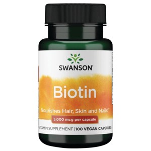 Swanson Biotin, Nourishing Hair, Skin & Nail Support, Promotes Healthy Metabolism & Energy Production, 5000 mcg (100 Capsules). - 1 of 4