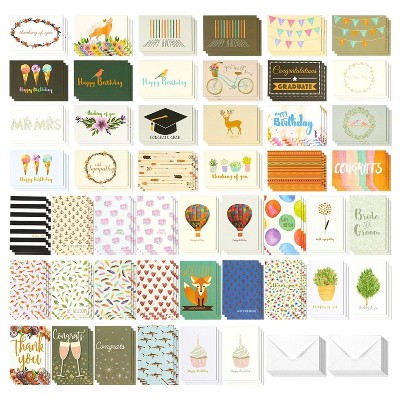 Best Paper Greetings 144-Pack All Occasions Assorted Blank Greeting Cards Sets Bulk with Envelopes, 48 Designs, 4x6 in