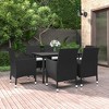 vidaXL Patio Dining Set Outdoor Table and Chair Set Poly Rattan and Glass - Black and White 55.1" Table Length 6 Items - 2 of 4