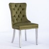 Kumasinova Set of 2 Tufted Solid Wood Dining Chair, Velvet Upholstered Kitchen Chair with Chrome Stainless Steel Plating Legs & Nailhead Trim - 2 of 4